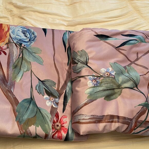 ANTHROPOLOGIE Pink Floral Velvet JOSIE Queen Quilt Comforter + 2 Matching Shams - Picture 6 of 7